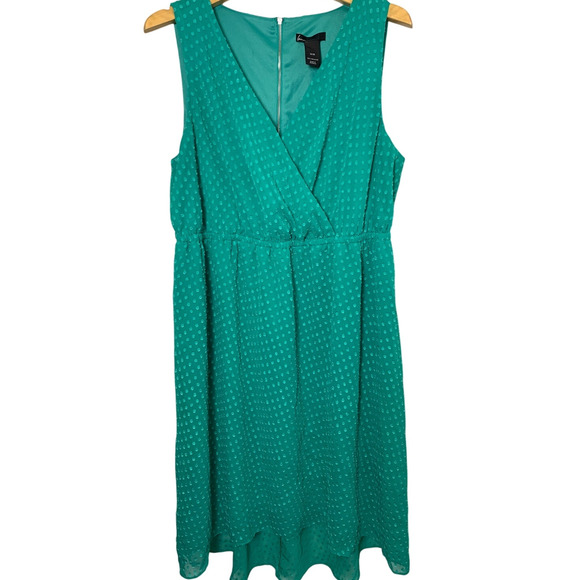 Lane Bryant Dress Women's 14/16 Clip Dot Wrap Look Top Exposed Zip Fairy Wedding - Picture 2 of 7